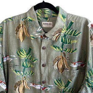 Kahala 1936 Avi Kiraty Print Collection Hawaiian  Linen Blend Shirt Size 2XL
